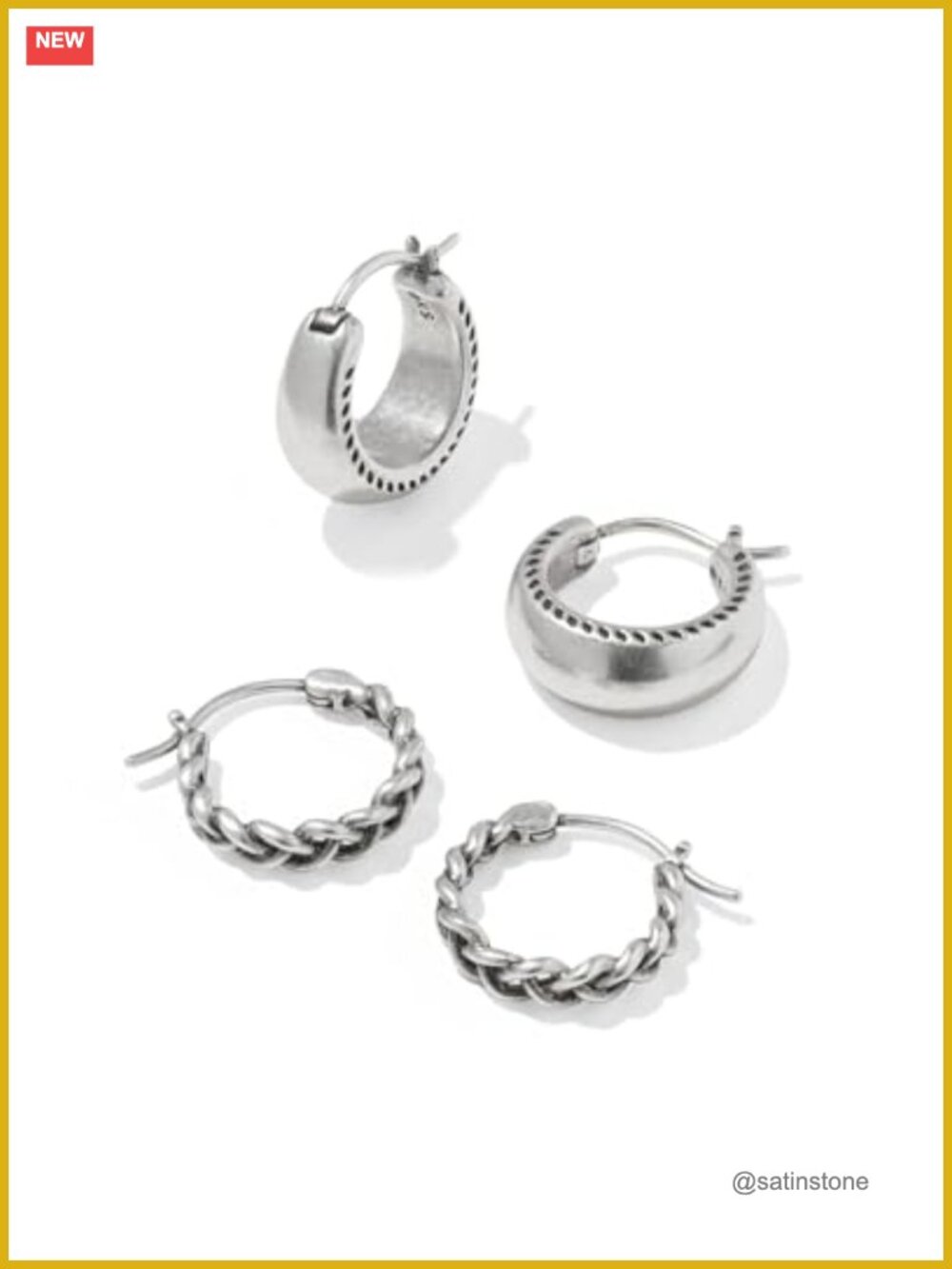 Kendra Scott Gabriella Set 2 Huggie Earrings Rhodium Plated Brass